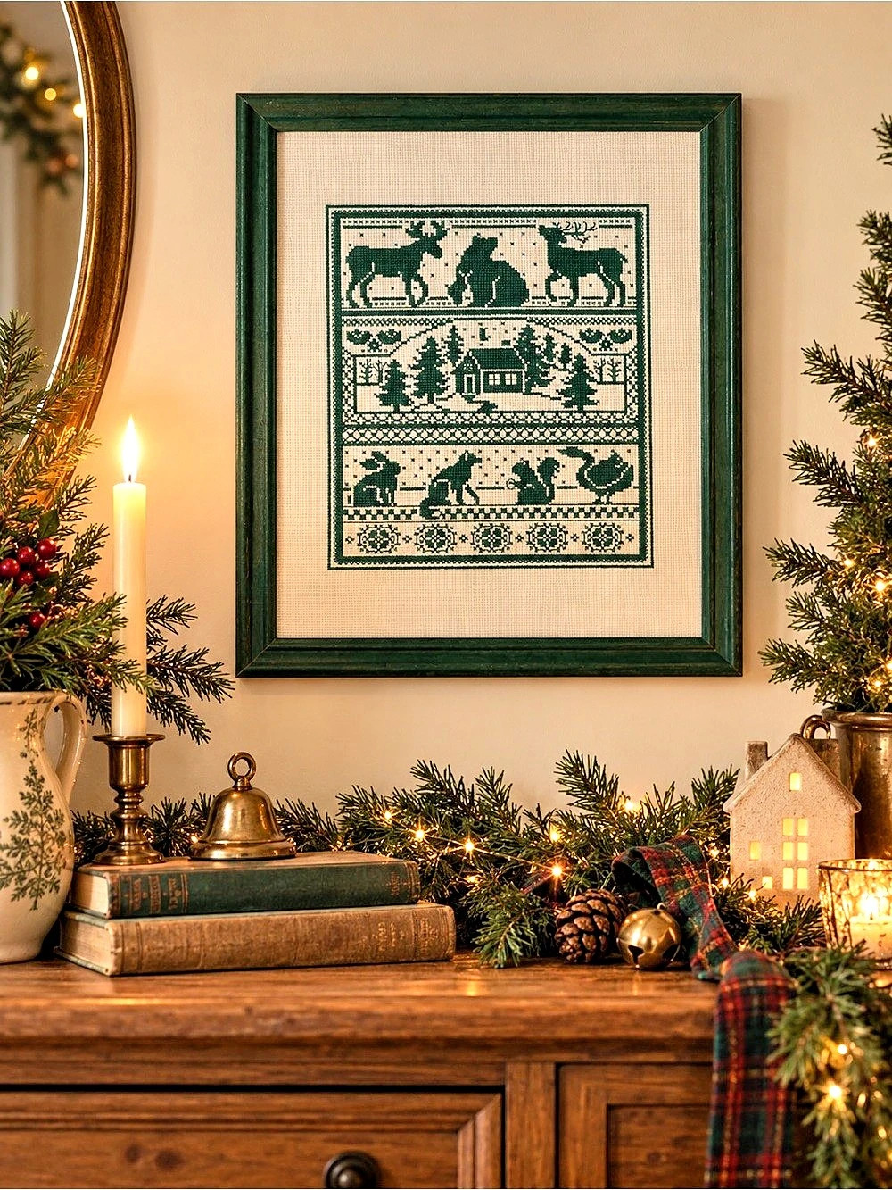 Vintage Christmas Cross Stitch Sampler